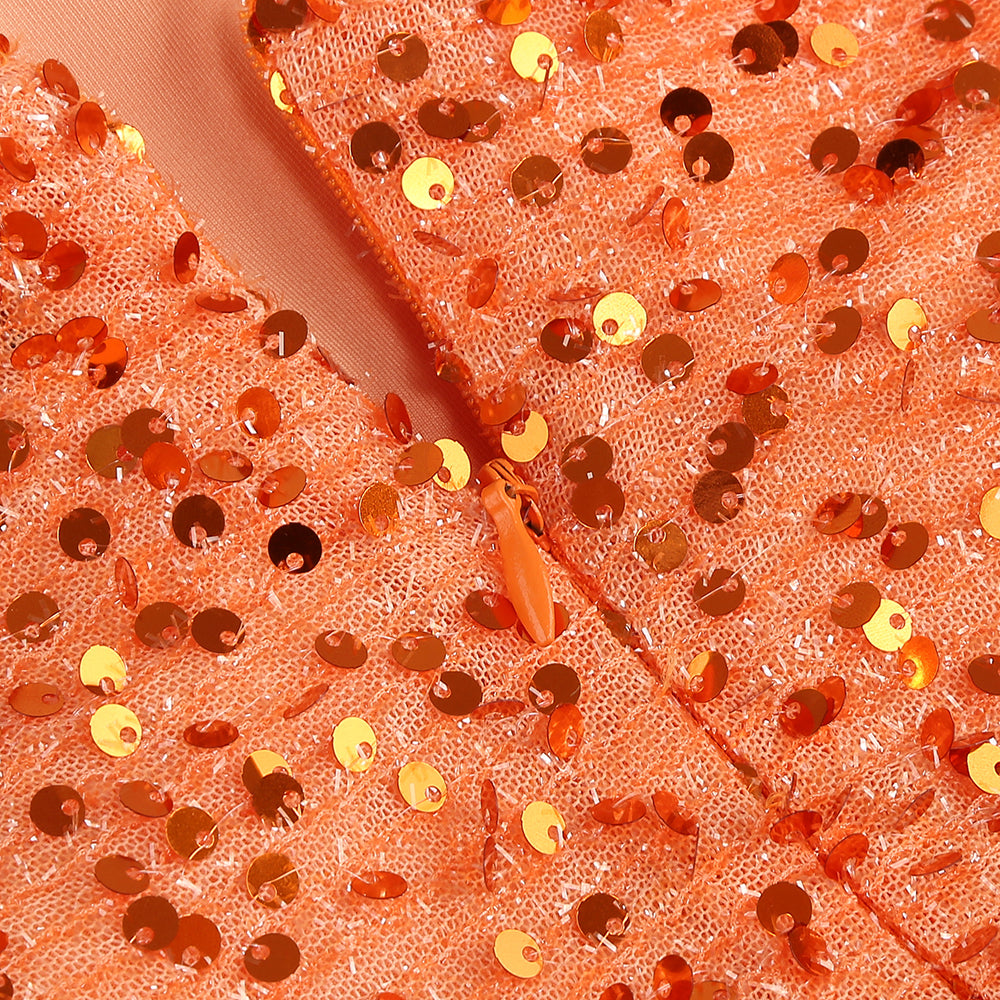 53926d692323b351104d1c947efb3489.jpeg Fashionslee Women Ayn Orange Sequined Slit Maxi Dress