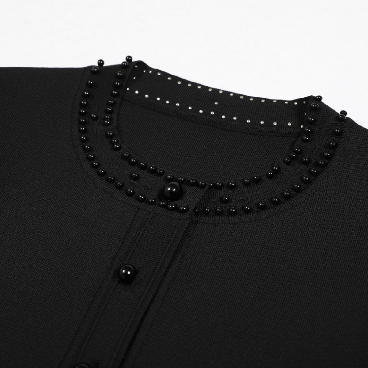 Fashionslee Women Edie Black Bead Midi Dress & Cardigan