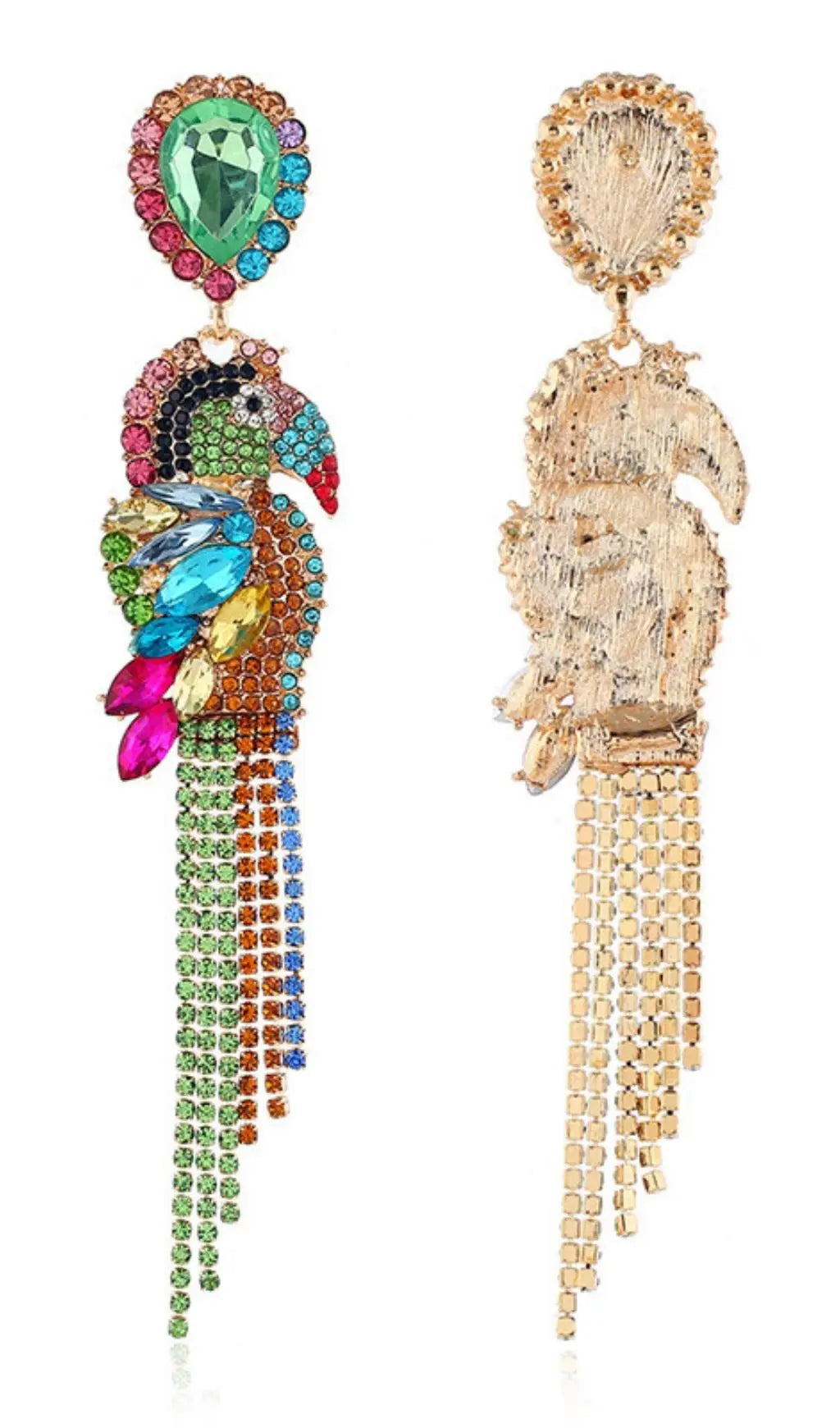 VINTAGE VIBE PARROT DIAMANTE EARRINGS - OWNCI
