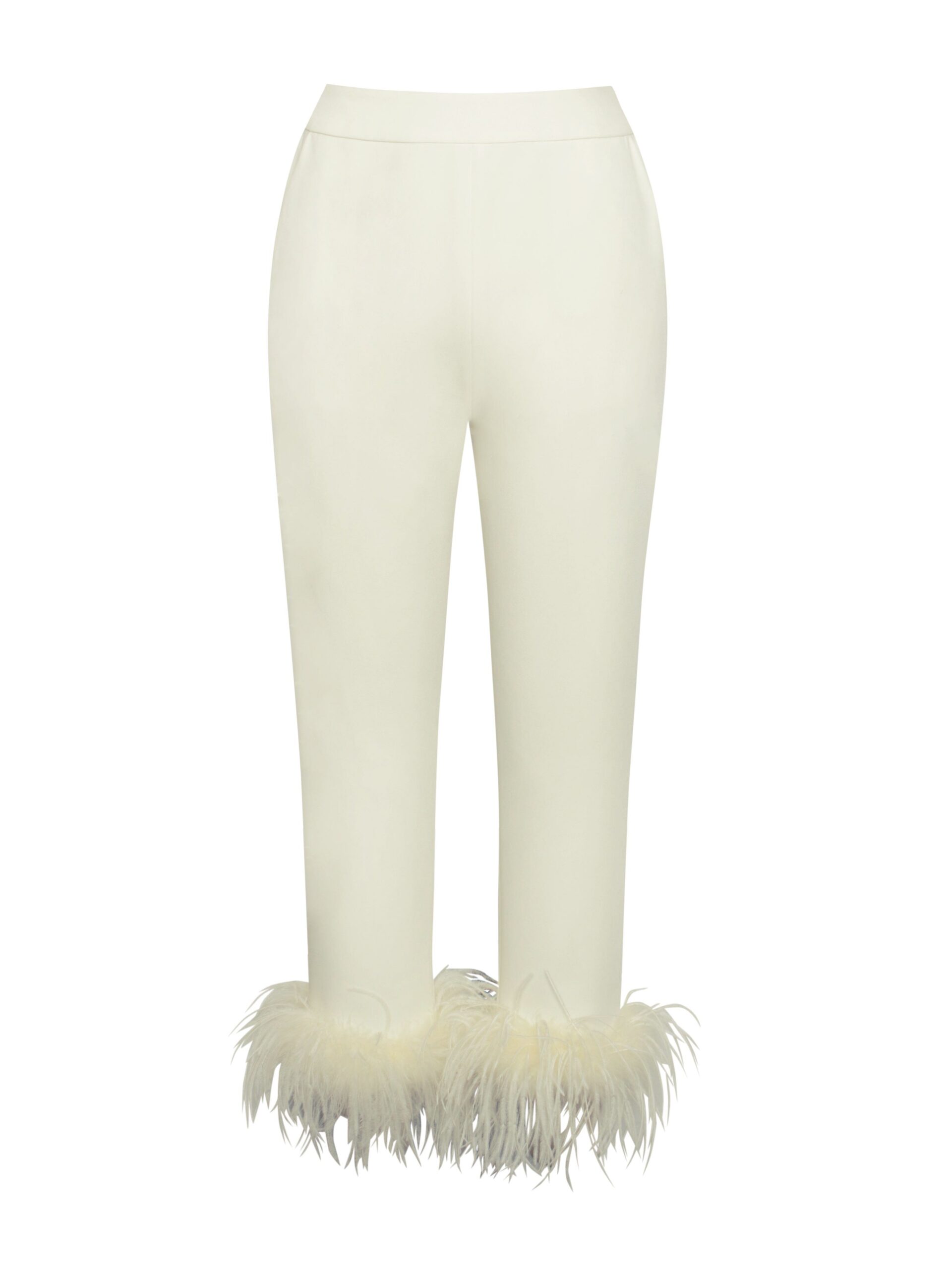 53e850fdfa894c19bd82b26c583dd87f.jpeg Fashionslee Women Cream White Blazer Suit With Feather Trim