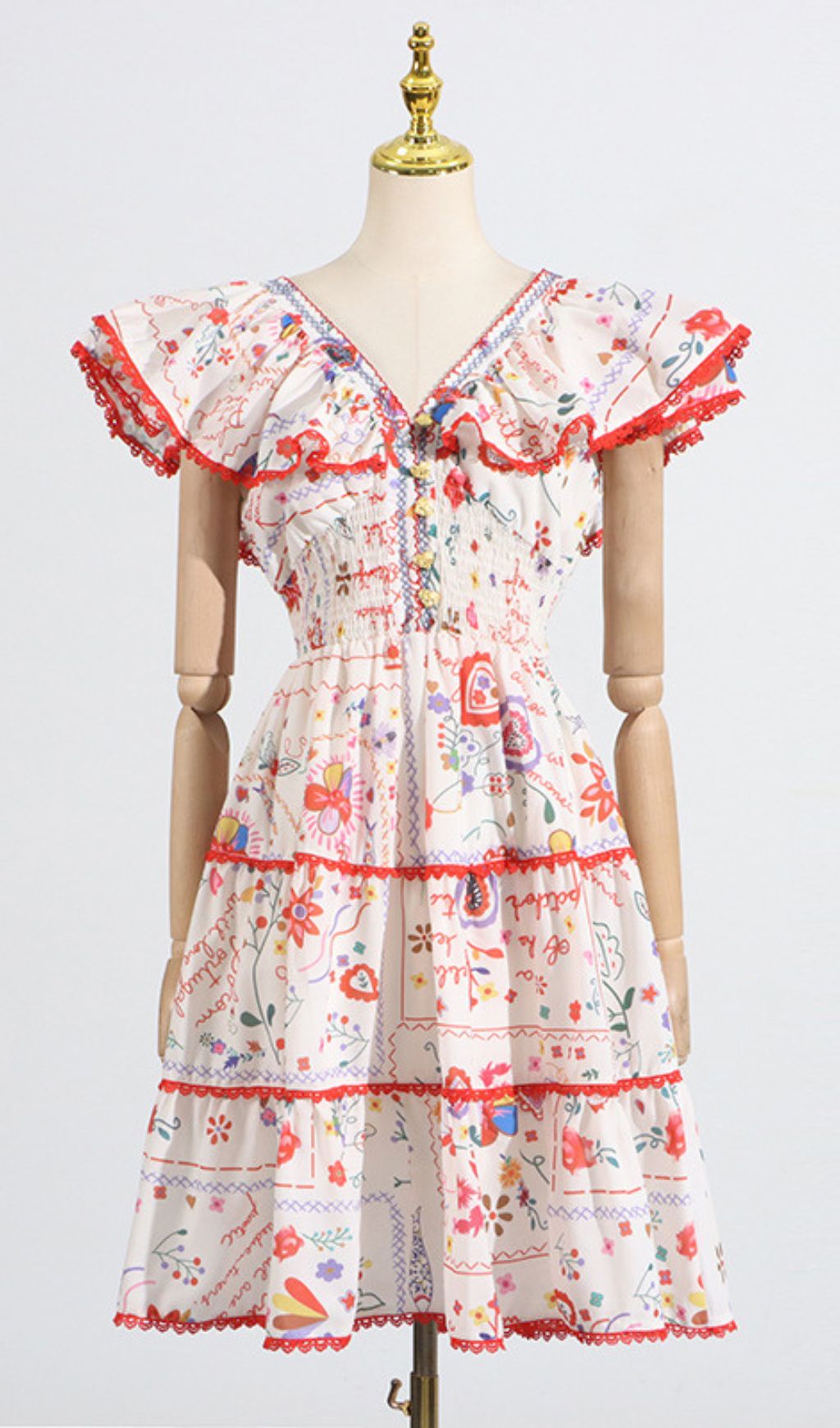 54aea5fb501e89fe9ecaf458e1e32dac.jpg Fashionslee Women Gelsey Printed V-Neck Mini Dress
