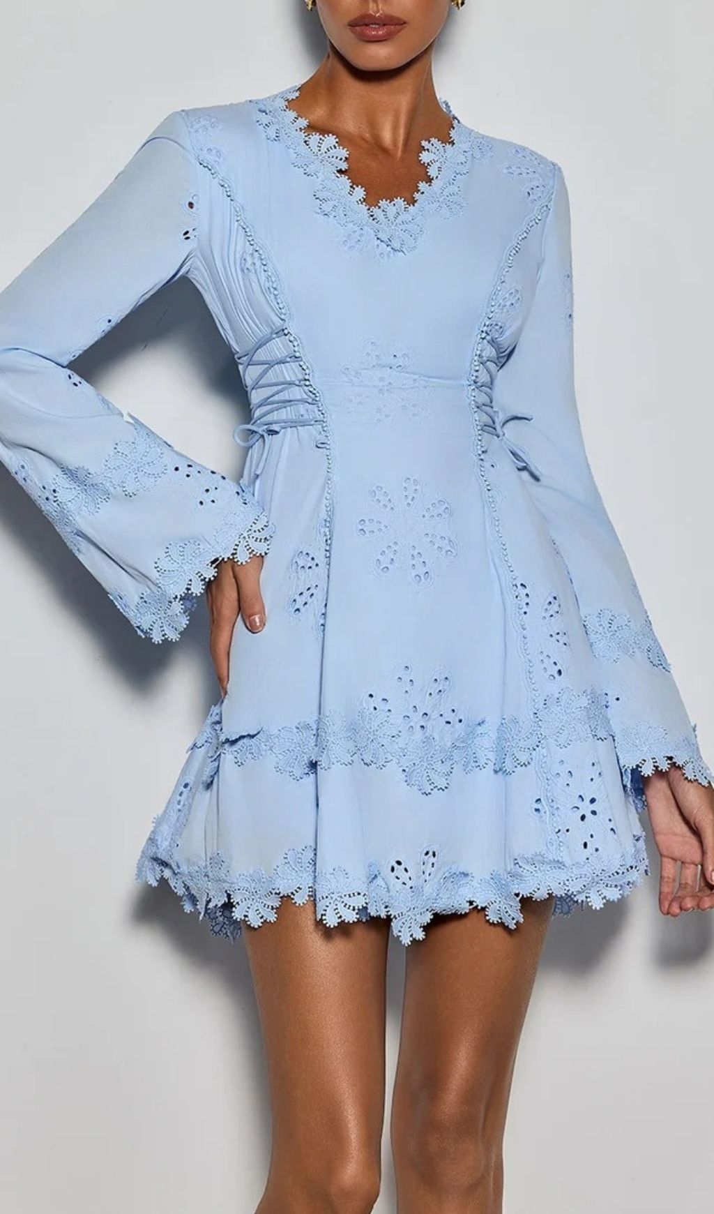 Fashionslee Women Delicia Flare Sleeve Flower Mini Dress