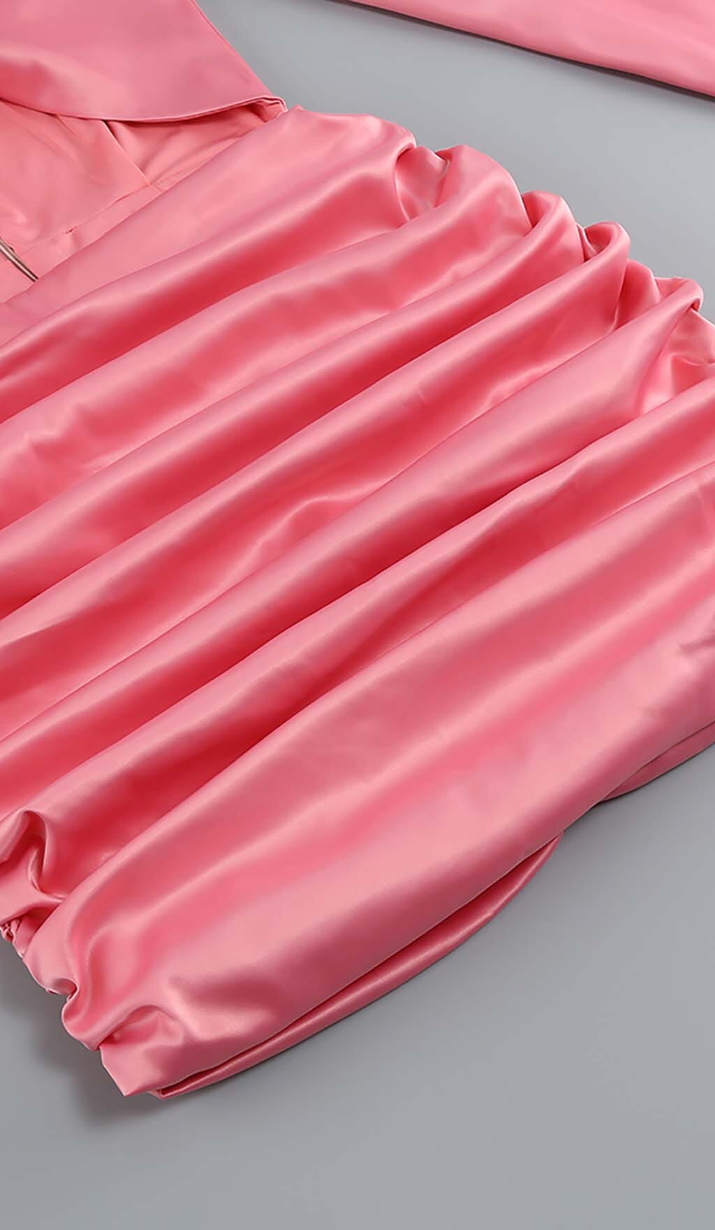 Fashionslee Women Floral One Shoulder Satin Mini Dress In Pink