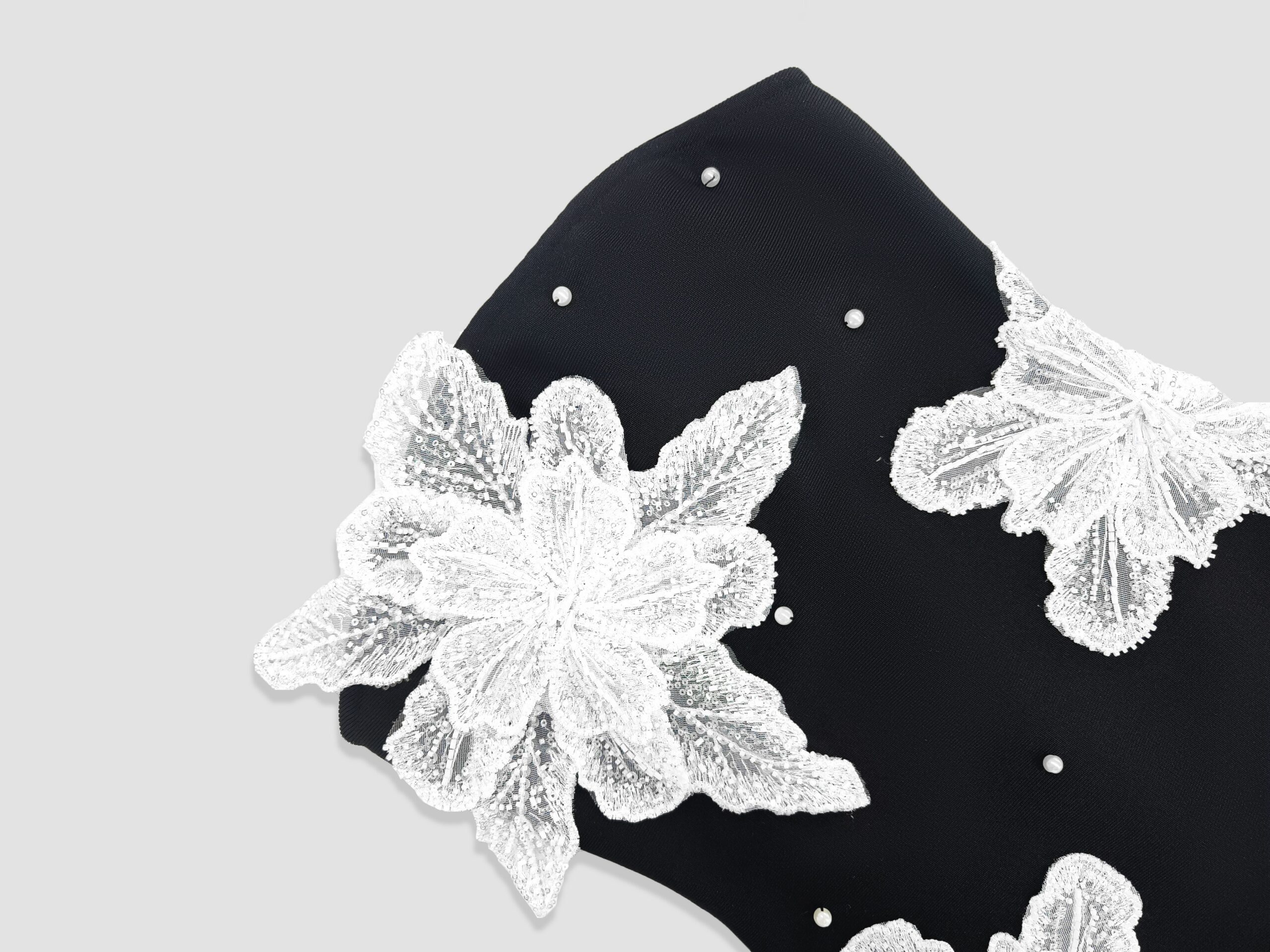 Fashionslee Women Bickford Black Strapless Flower Bandage Mini Dress