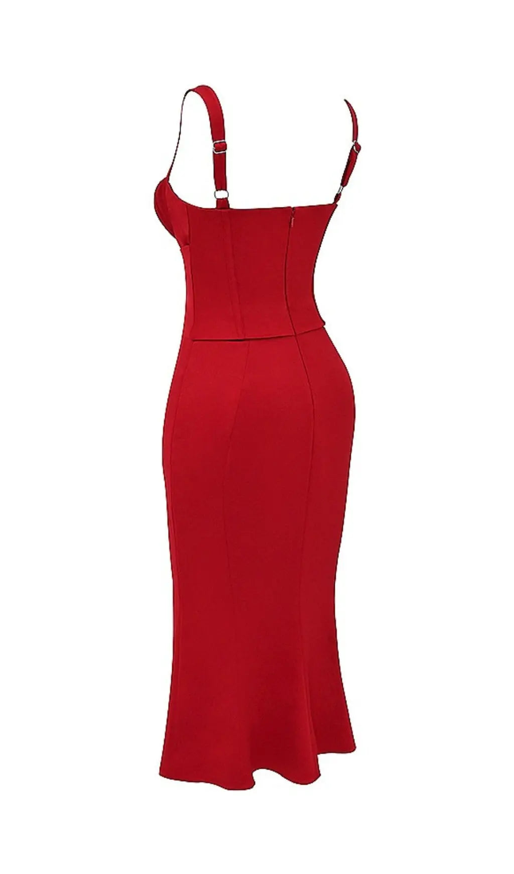 54d7e3278d5ff271c3b31cba1e6798df.jpeg Fashionslee Women Red Lace Up Corset Midi Dress