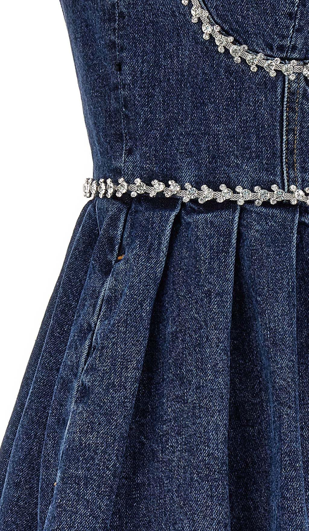 550c4263096b17baa8a6b77d13d4aab8.jpeg Fashionslee Women Crystal-Embellished Denim Mini Dress In Blue