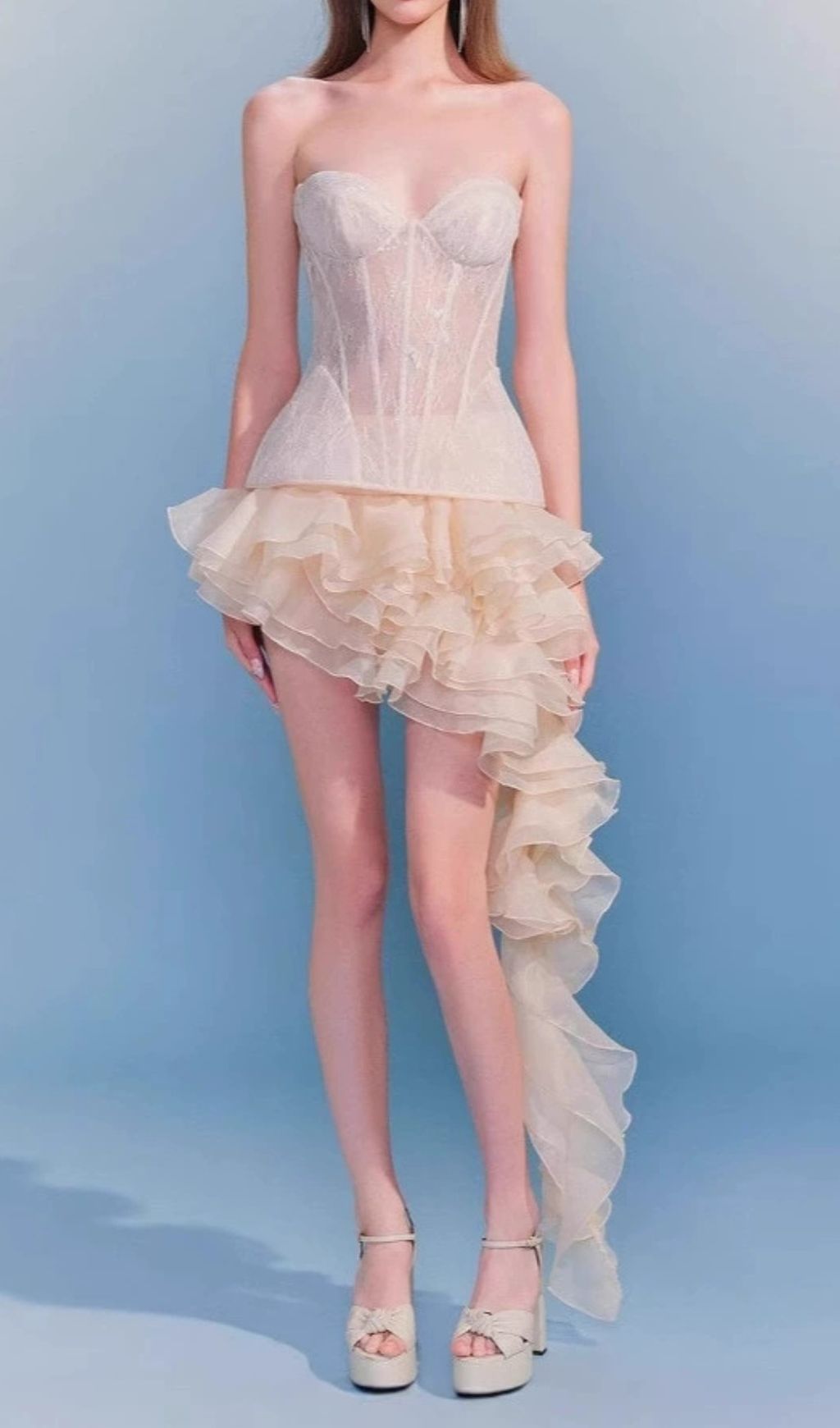Fashionslee Women Fidelma Corset Lace Top & Cake Skirt