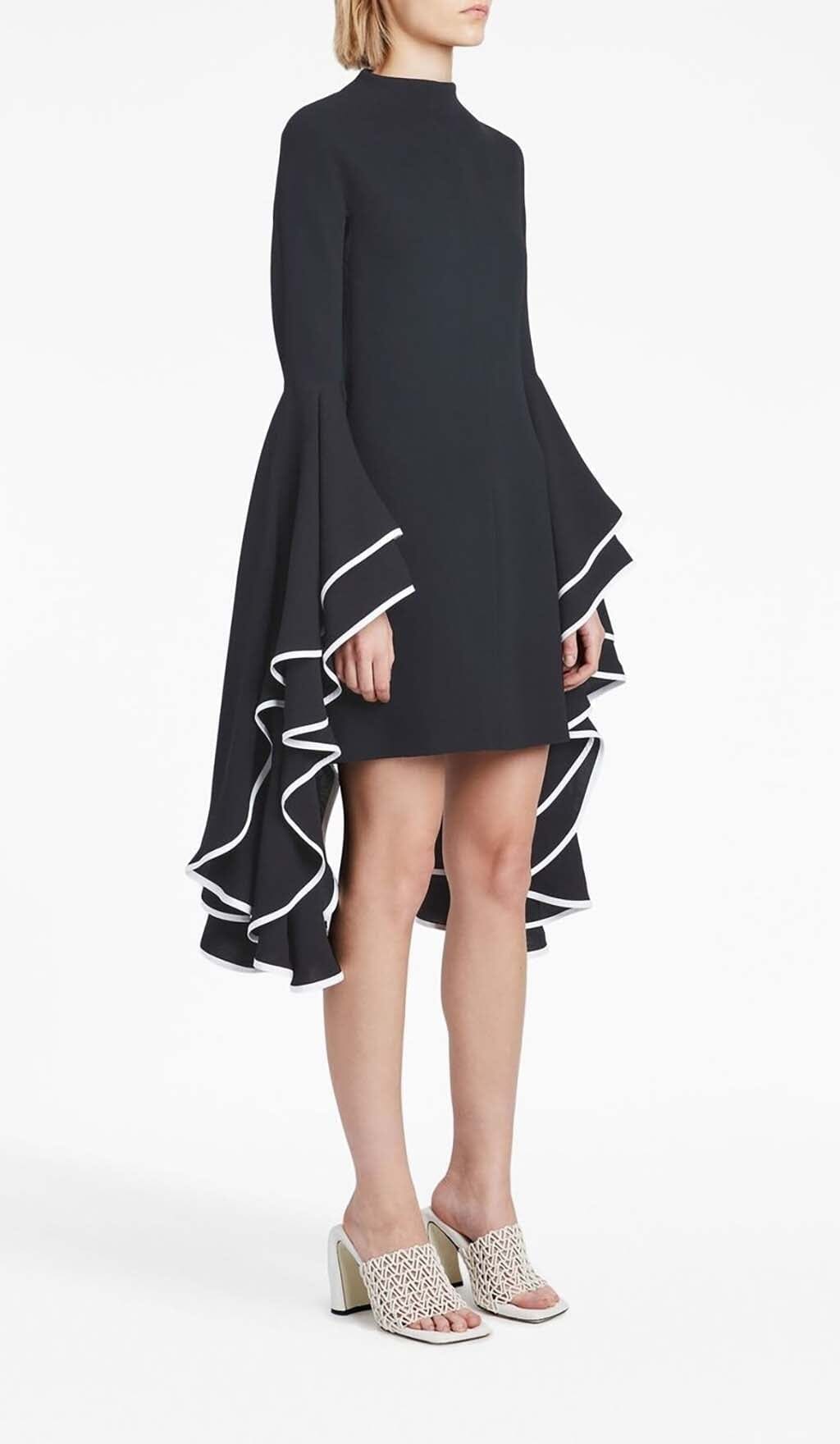 553c61b2cbe033323a6510eb89faab99.jpeg Fashionslee Women Ruffled Sleeve Mini Dress In Black