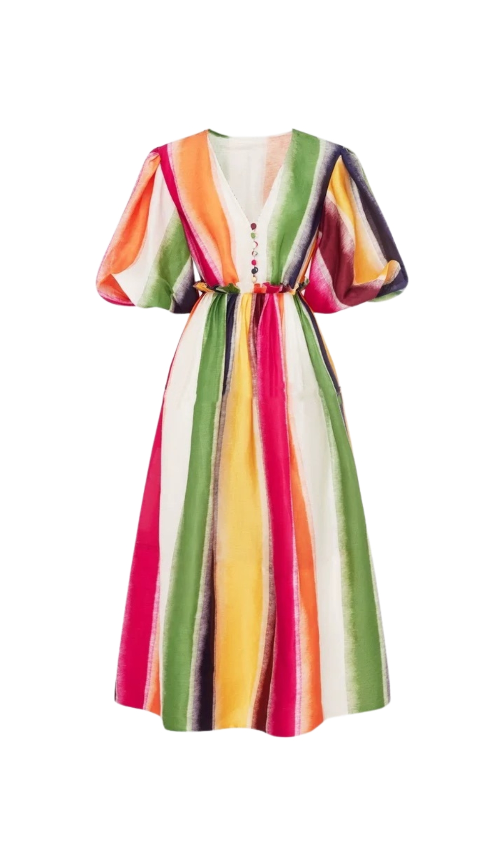5543db486dfe69b564c517a3ef134d35.jpg Fashionslee Women Erix Colorful Puff-Sleeve Midi Dress