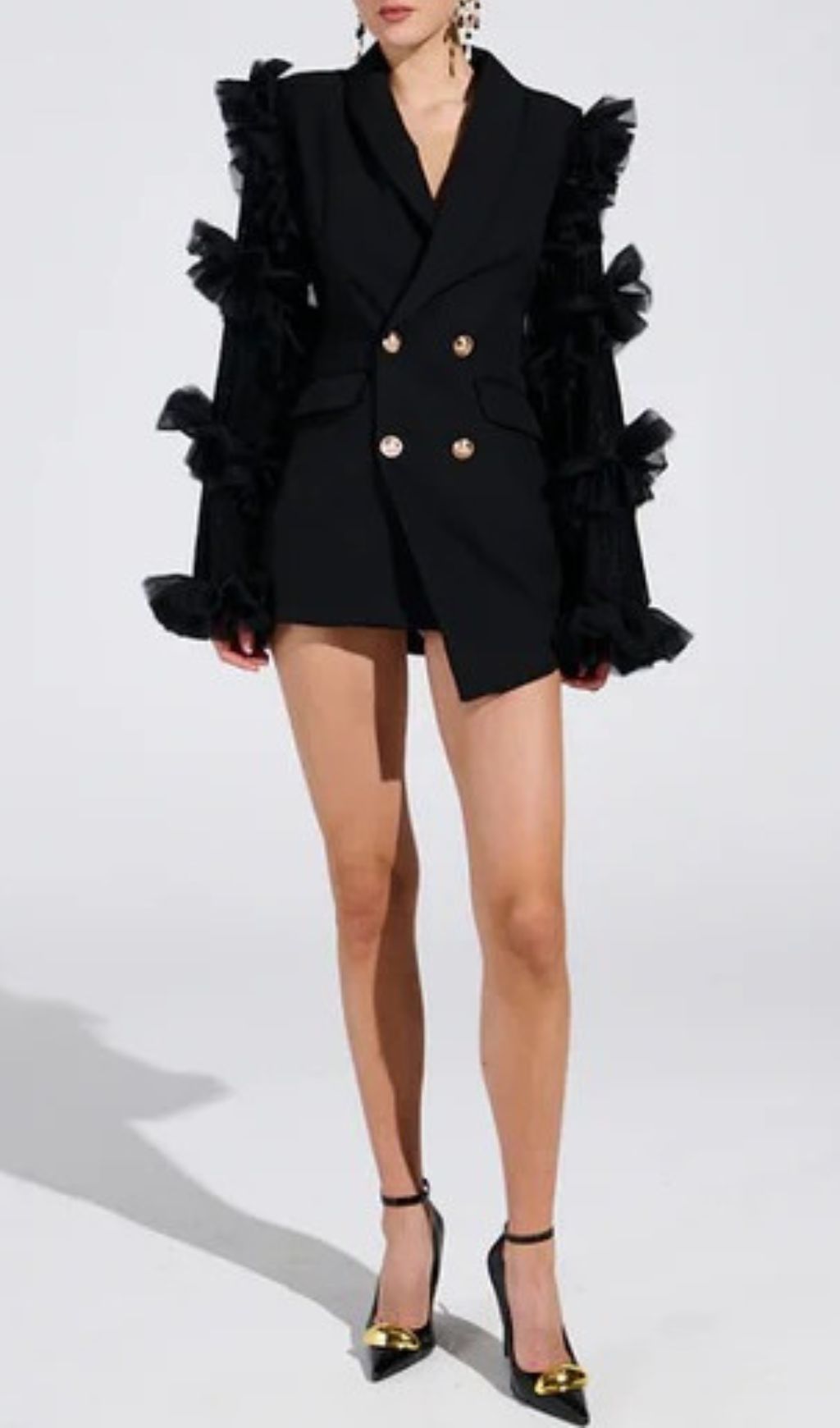 Fashionslee Women Kaleena Tulle Sleeve Blazer Dress