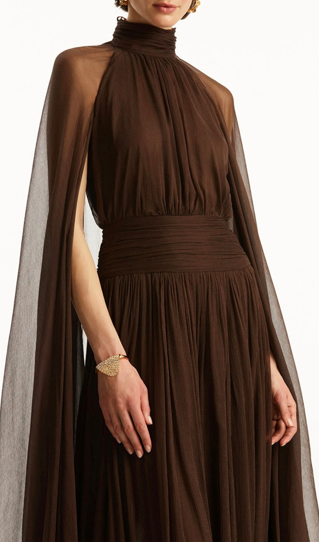 Fashionslee Women Franz Coffee Butterfly Mesh Maxi Dress