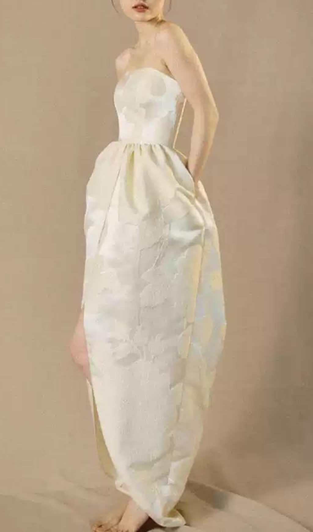 Fashionslee Women Brygida Ivory Strapless Flower Maxi Dress