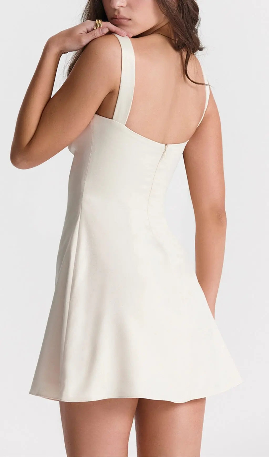 Fashionslee Women Vintage Cream Mini Dress