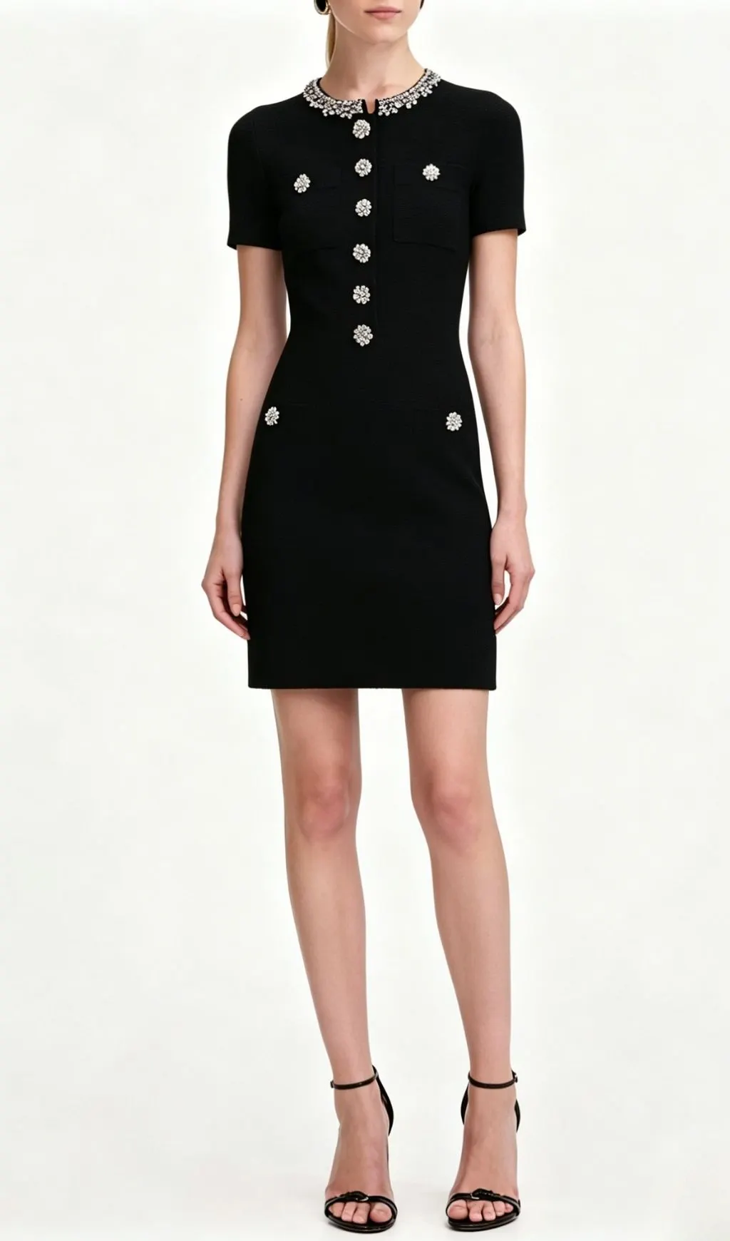 TRENDING DIAMANTE KNIT MINI DRESS - OWNCI
