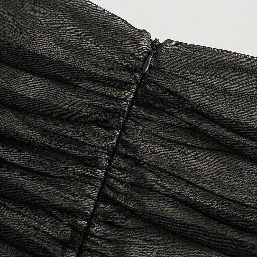 5608d5f231c3ef91ba61f25bfb2ebbb7.jpg Fashionslee Women Jadzia Black Halter Ruched Mesh Maxi Dress
