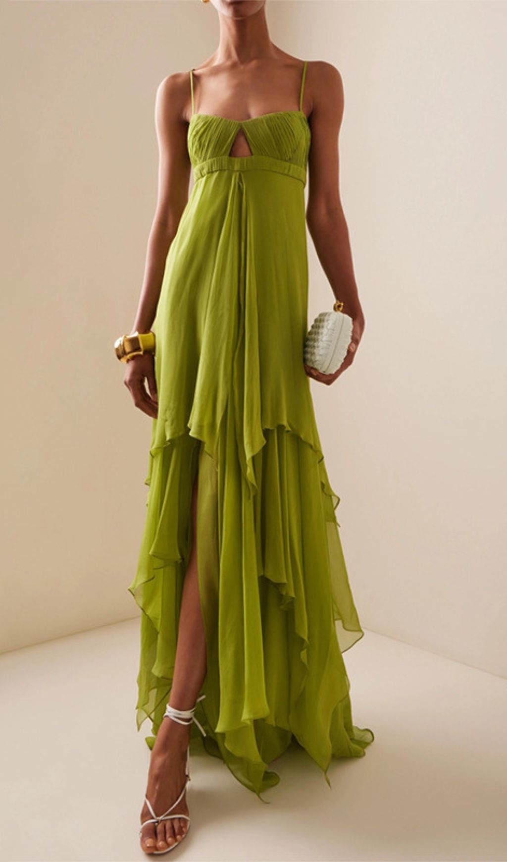 Fashionslee Women Emmalia Green Irregular Hem Maxi Dress