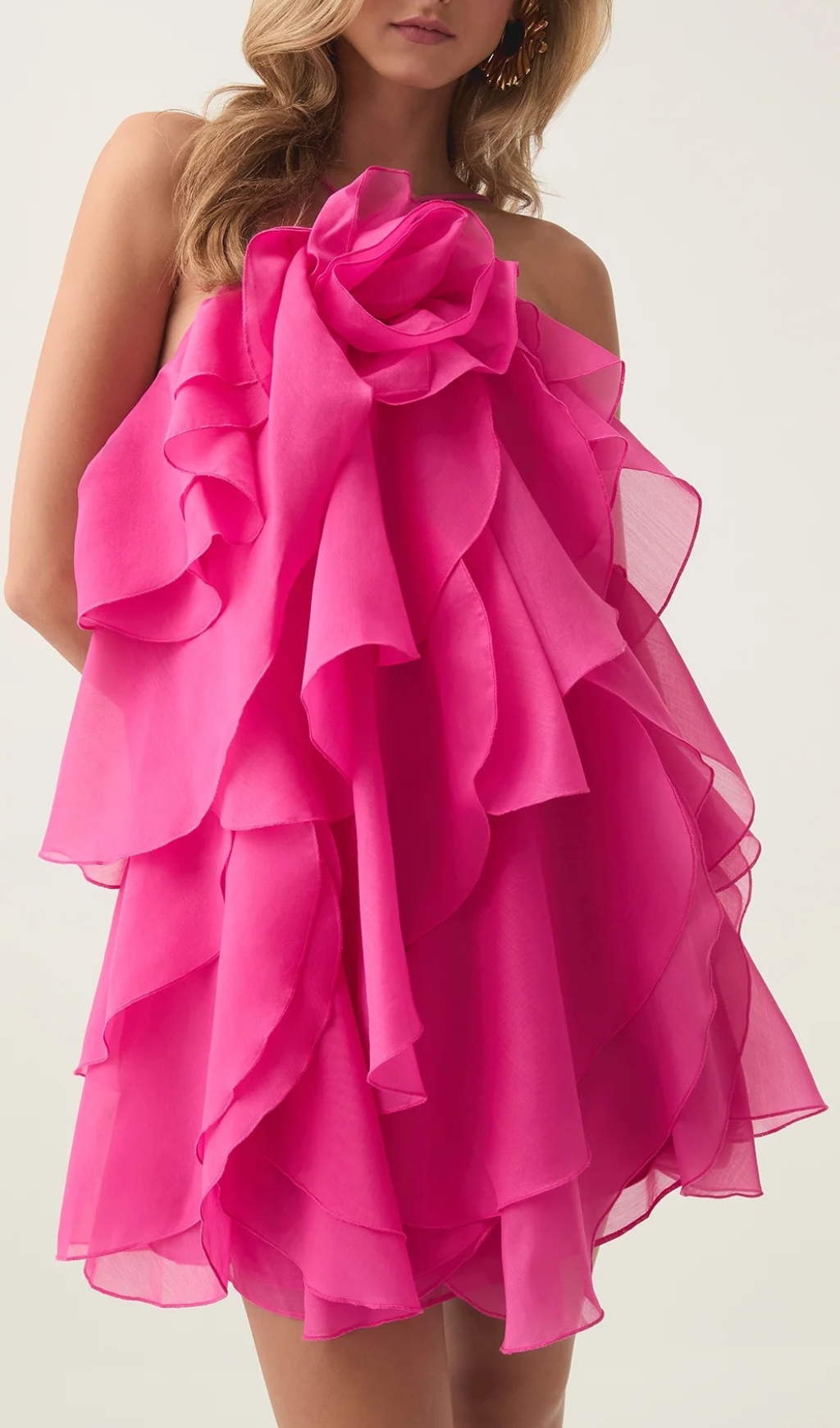 564a6bc4661c81ab3abe1e941fe81086.jpg Fashionslee Women Pandorea Fuchsia Rose Layered Mini Dress