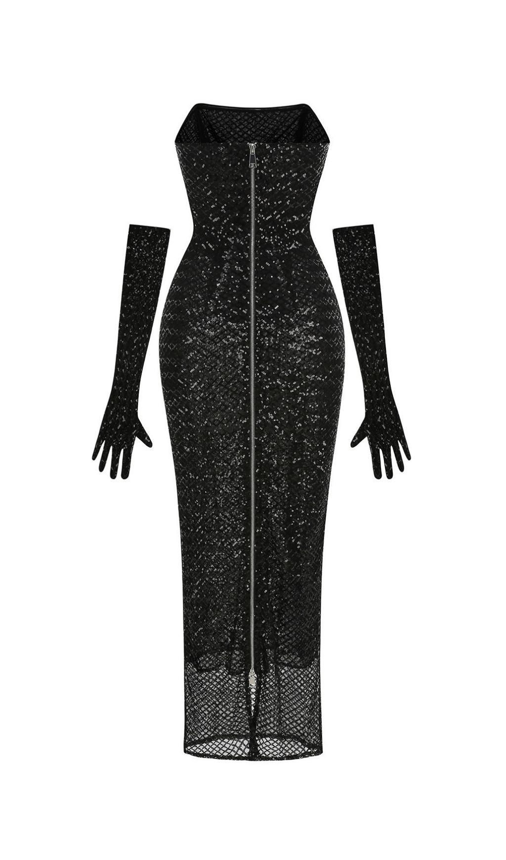 5656bb5cec9faa6cf610a8452c9a3816.jpg Fashionslee Women Kelda Black Strapless Bow Sequin Maxi Dress