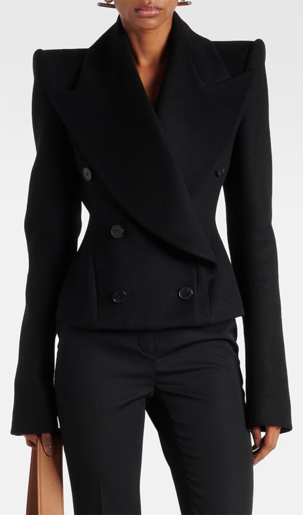 Fashionslee Women Halima Black Double-Breasted Jacket