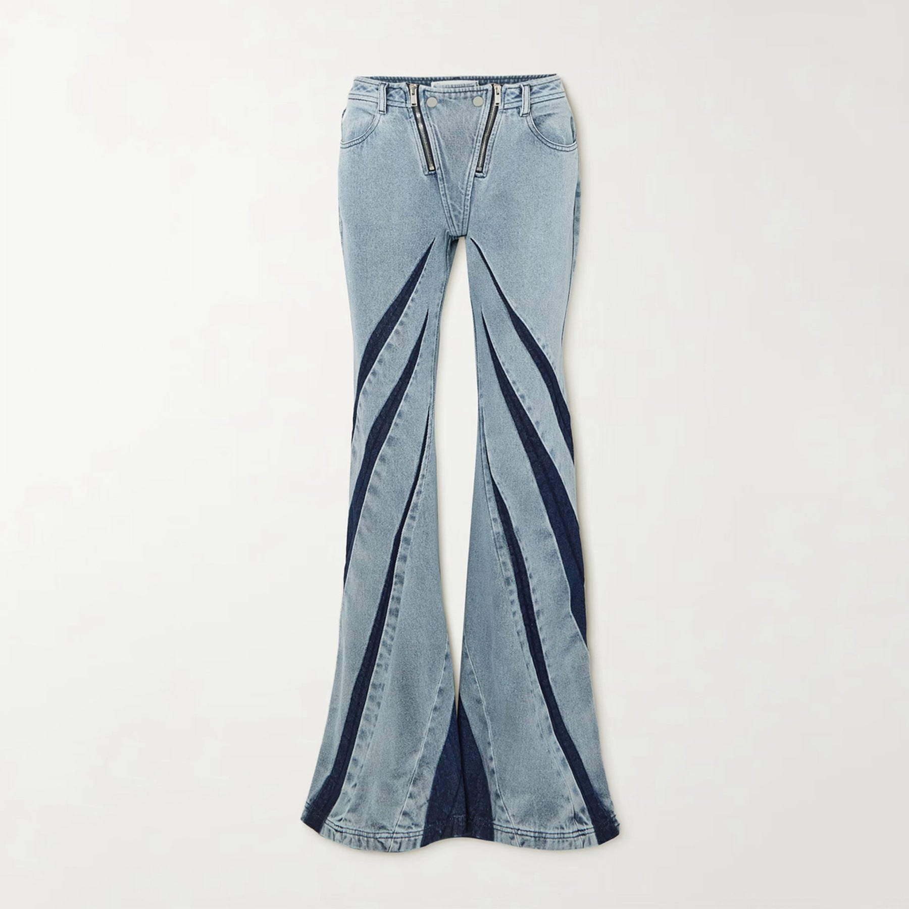 56c0dea97bd8a926edb3547615f65d79.jpeg Fashionslee Women Patchwork Zip Denim Pants