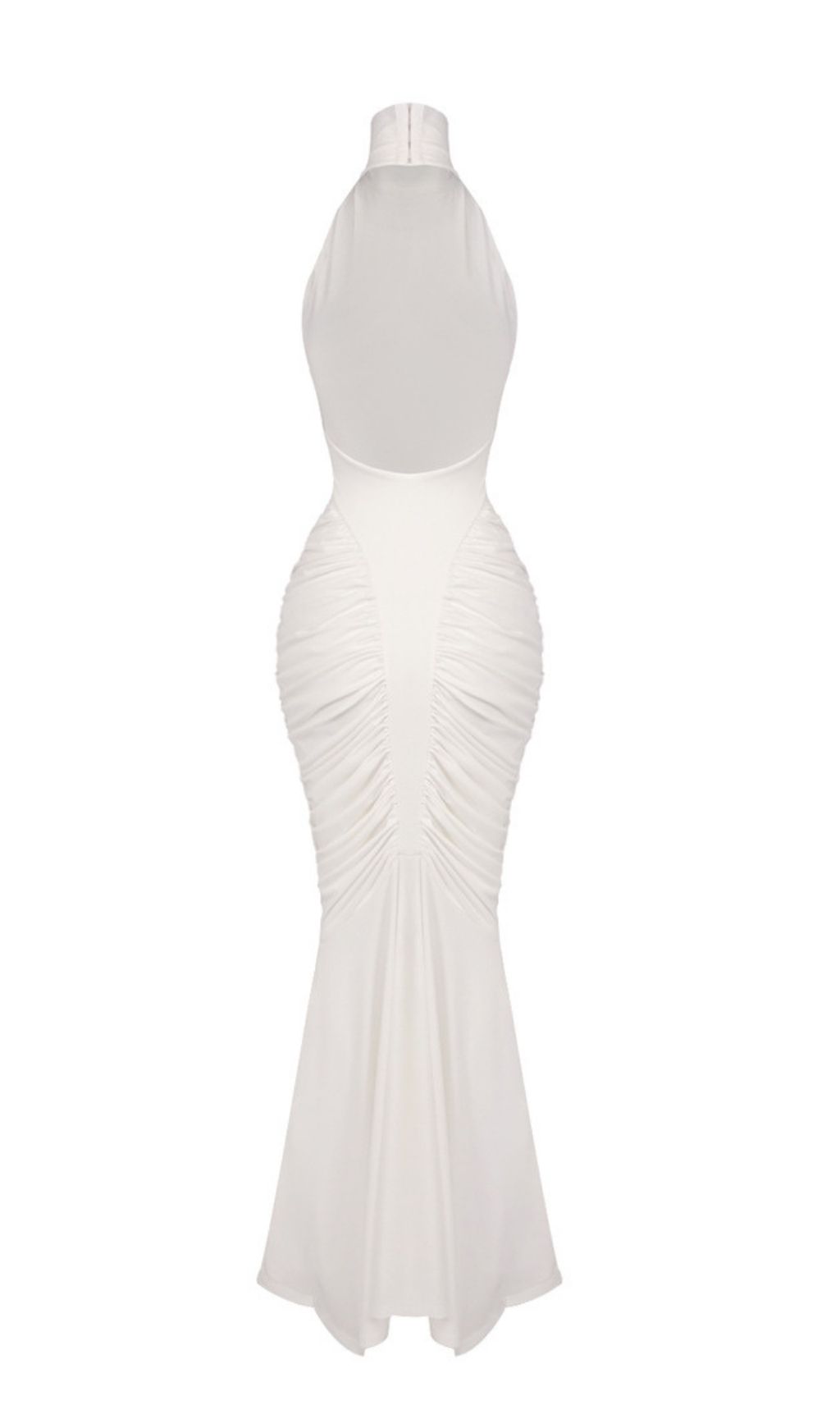 56c6f87385ca7616f294660fdb660db1.jpg Fashionslee Women Kataleya White Halter Ruched Maxi Dress