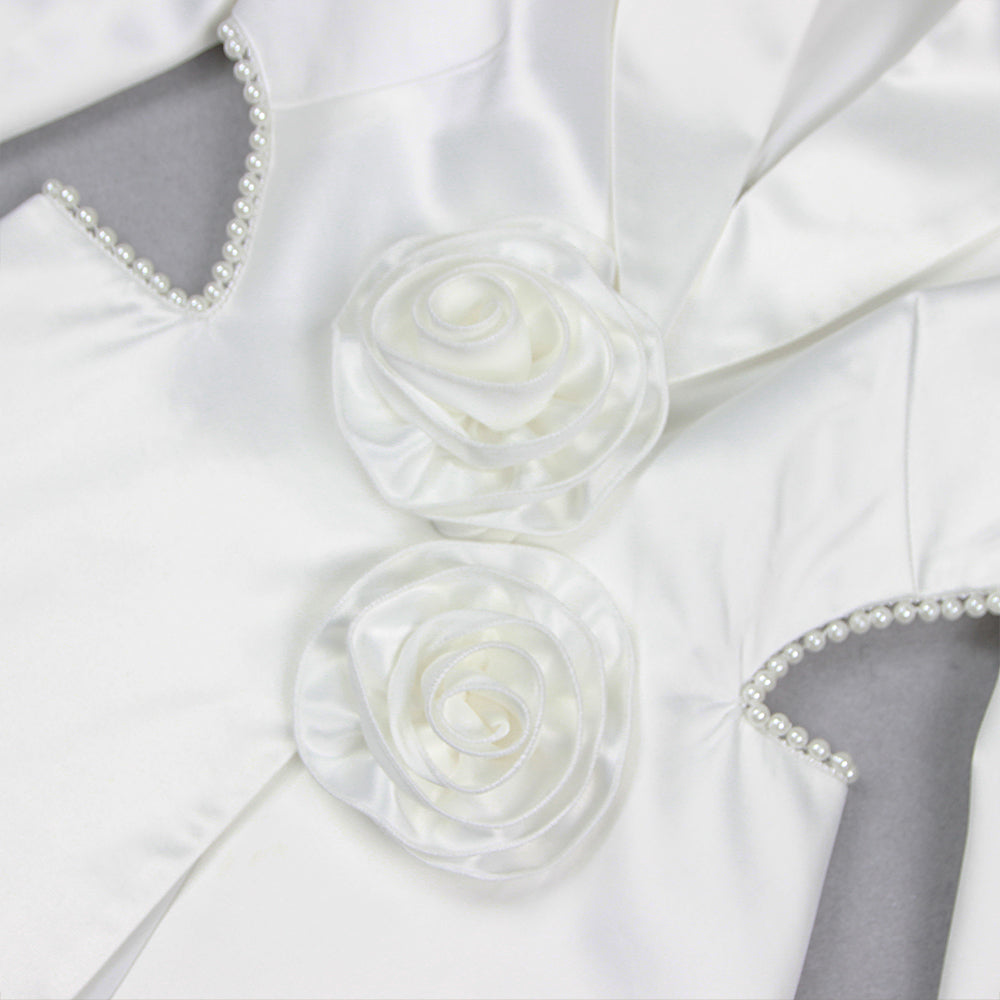 56c7808fc15e888d0492f2deb20495f8.jpeg Fashionslee Women White Hollow Tight Trousers Two-Piece Set
