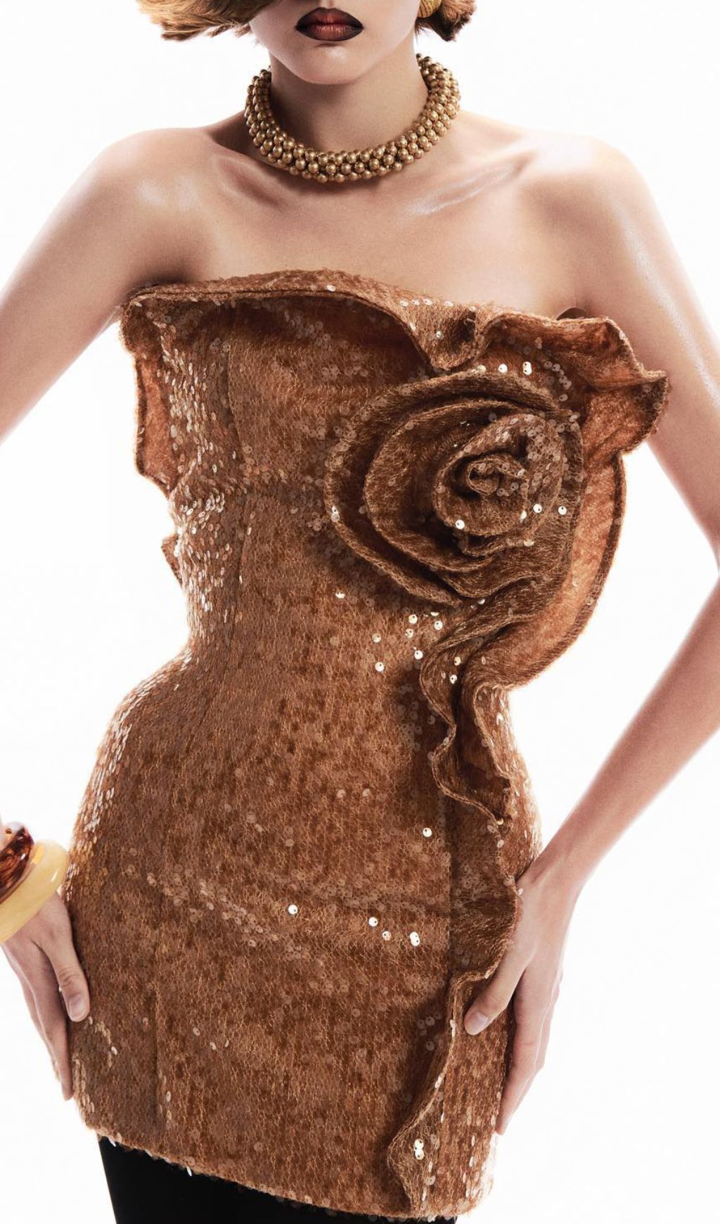 56db027ef842868803e6a80cf8e73555.jpg Fashionslee Women Emele Strapless Flower Sequin Mini Dress