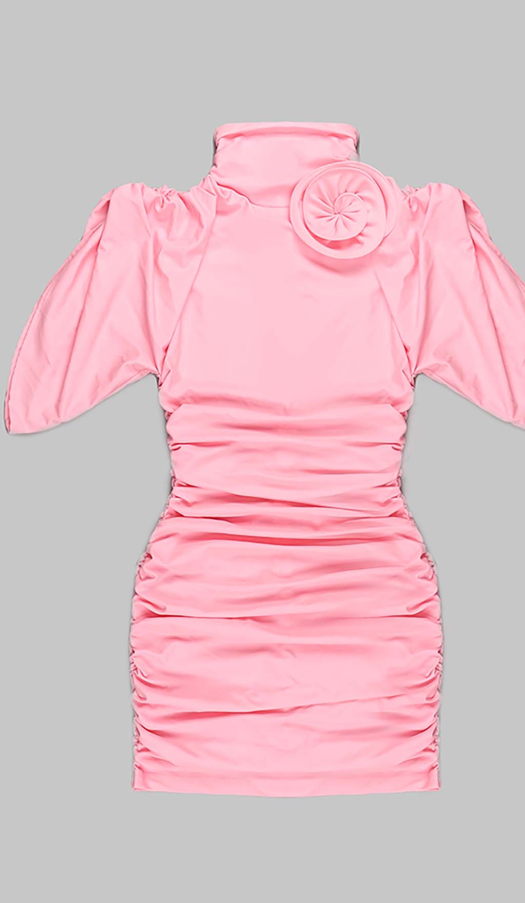 57226eaa89e33539bed82c95a36010c6.jpeg Fashionslee Women Flower-Embellished Ruched Mini Dress In Pink