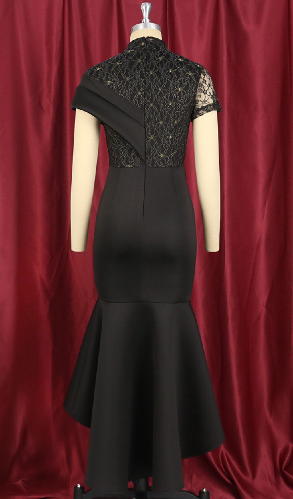 57373541f444aa112d53efec1a818c75.jpg Fashionslee Women Bader Black Lace Irregular Midi Dress