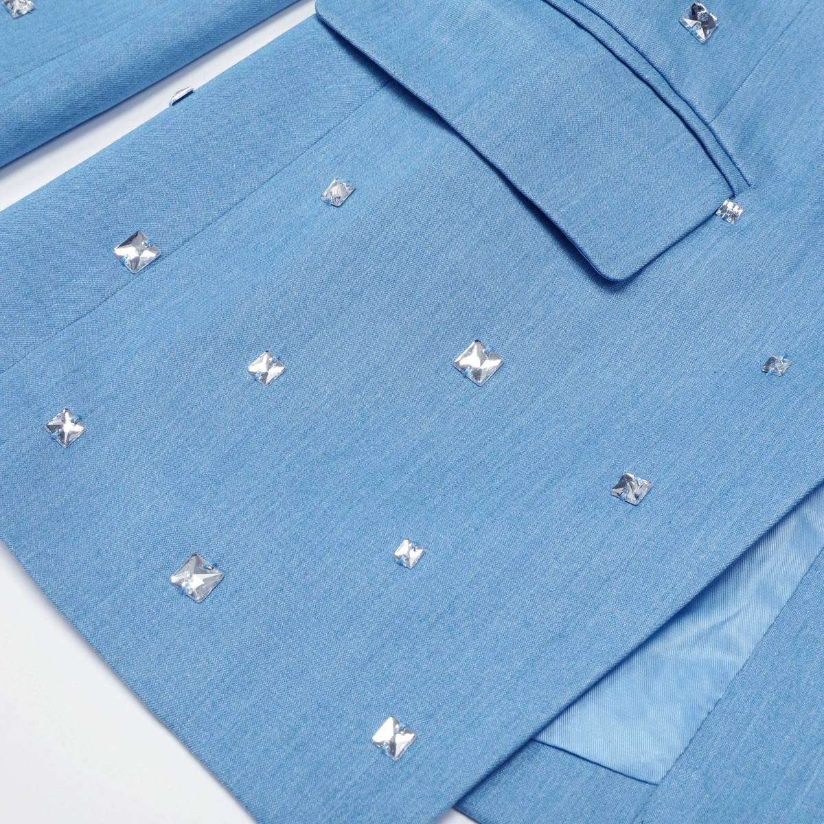 Fashionslee Women Kingsley Blue Diamante Blazer