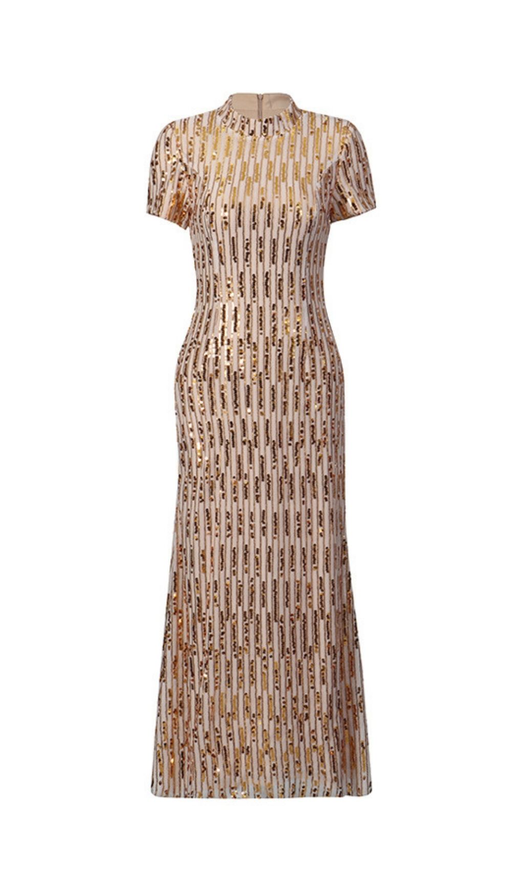 Fashionslee Women Keyah Gold Sequin Midi Dress