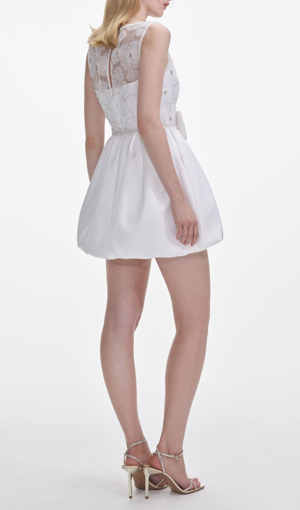 Fashionslee Women White Bow Lace Mini Dress