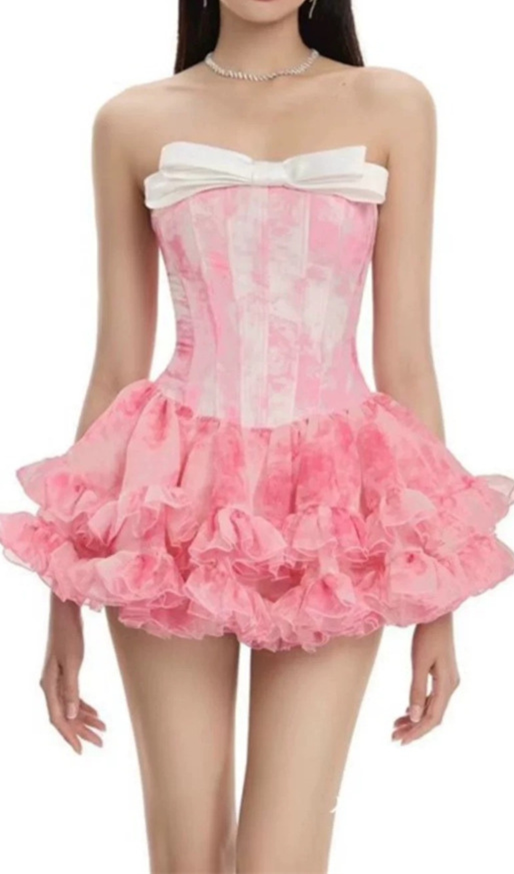 Fashionslee Women Dalya Pink Strapless Corset Mini Dress