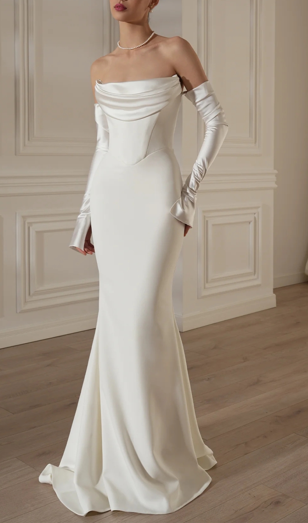 Fashionslee Women Deliz White Off-Shoulder Long Sleeve Wedding Dress