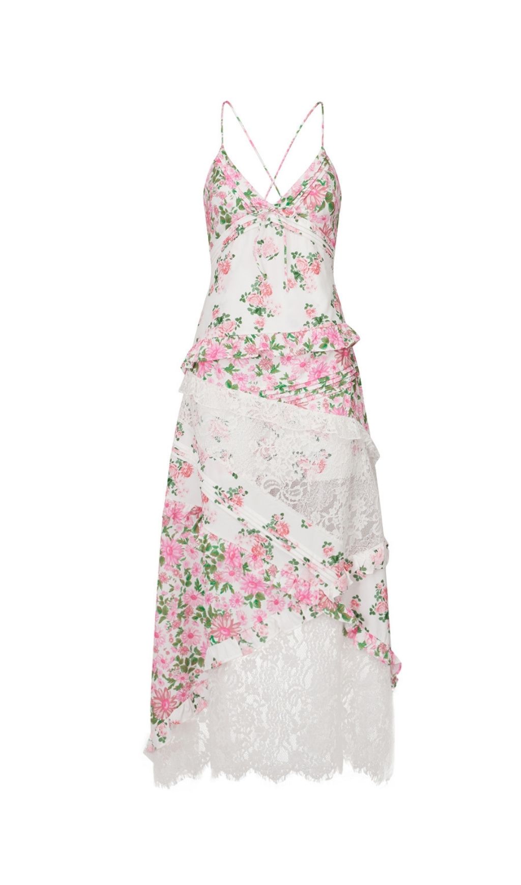 57cebf545d7af3fb2fce1d7536647f26.jpg Fashionslee Women Georgia Pink V Neck Floral Print Lace Maxi Dress
