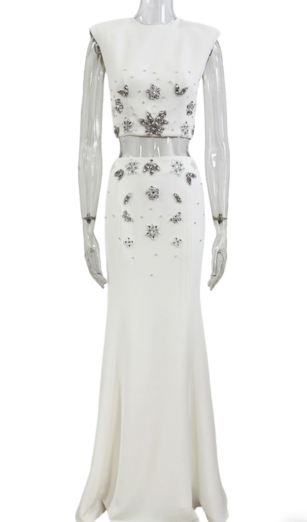 5833977ebf4683b6d264a0621cf11907.jpg Fashionslee Women Juro White Diamante Two-Piece Set