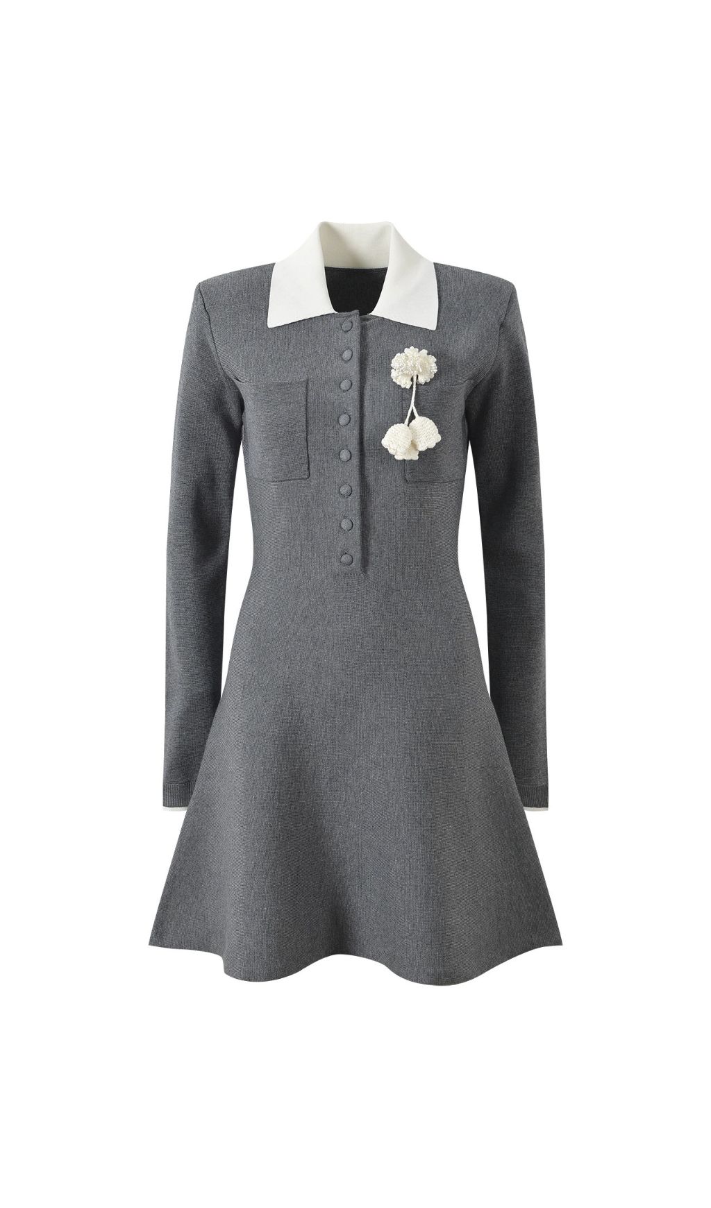 585eb00915873ea11f6b93938d6571da.jpg Fashionslee Women Hélio Grey Long Sleeve Knit Mini Dress