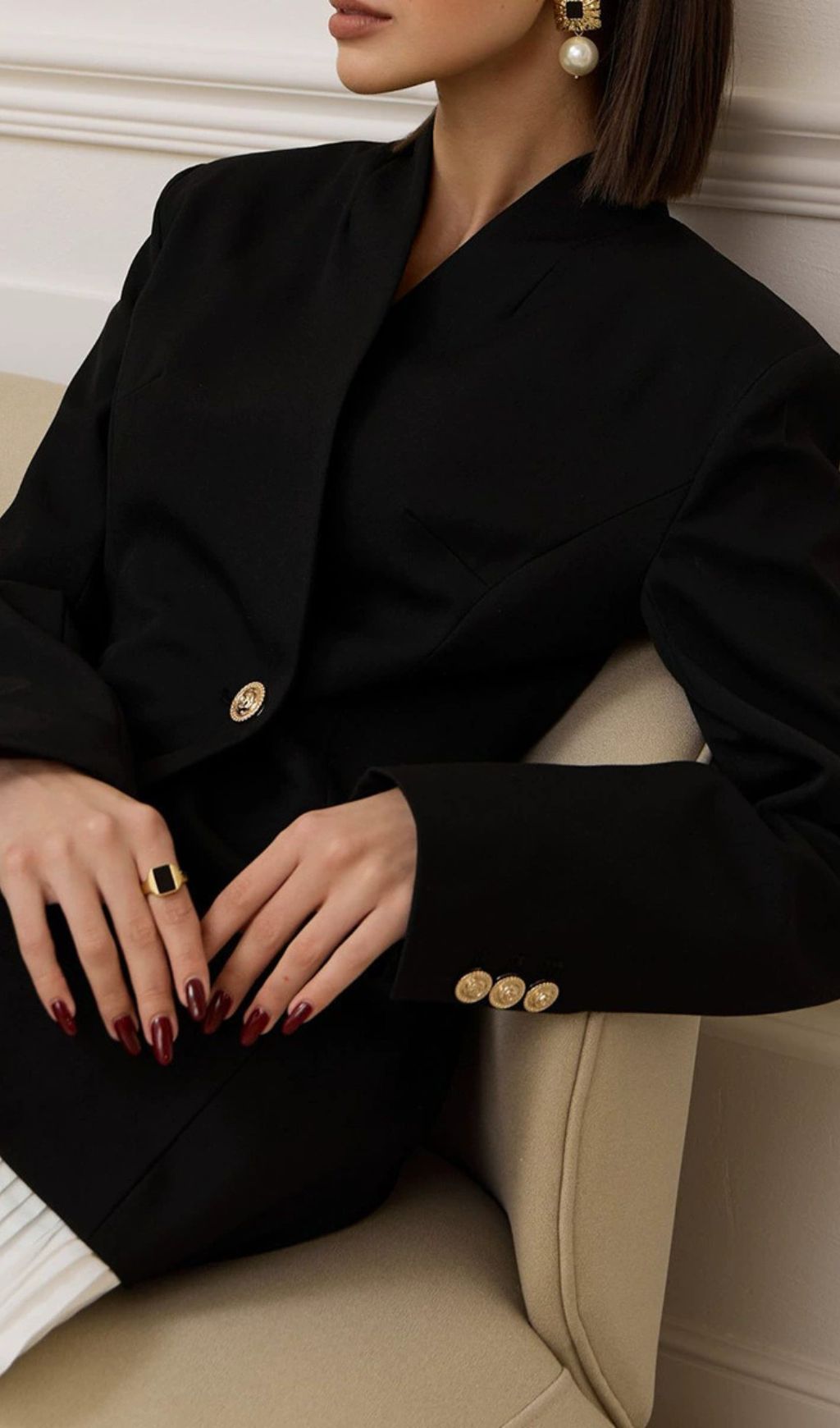 Fashionslee Women Haruna Black Blazer Dress