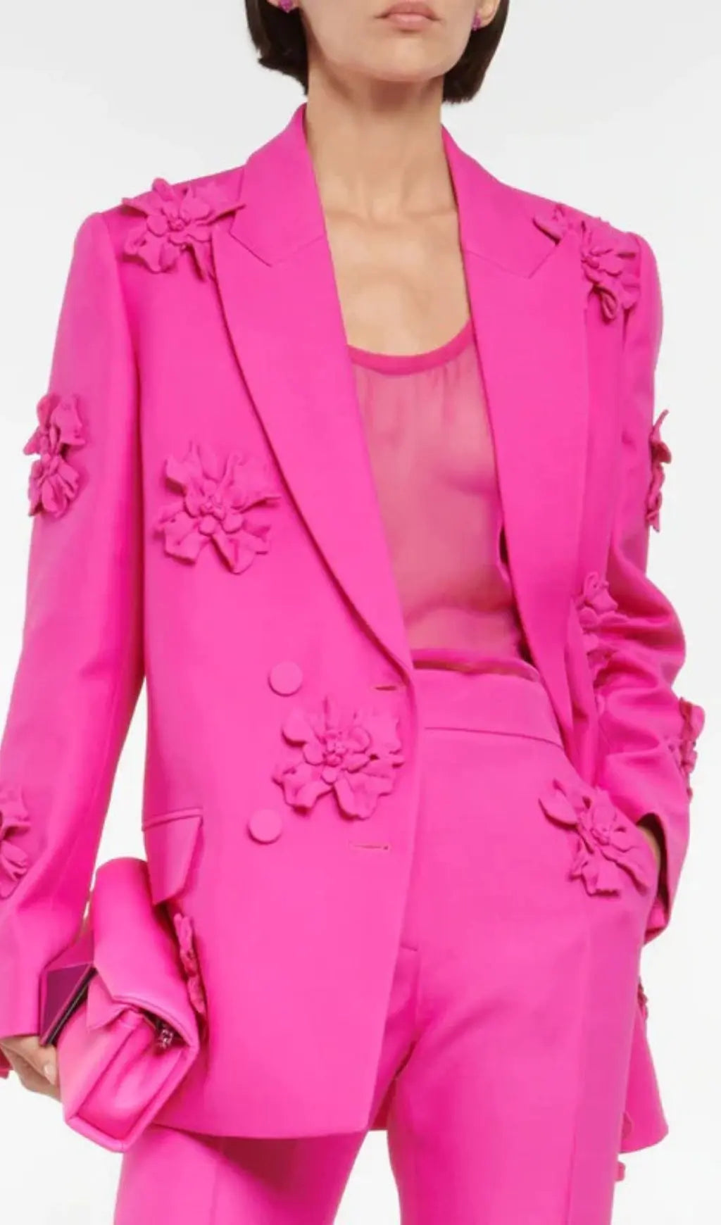 TRENDING PINK 3D FLORAL BLAZER SUIT - OWNCI TRENDING PINK 3D FLORAL BLAZER SUIT - OWNCI