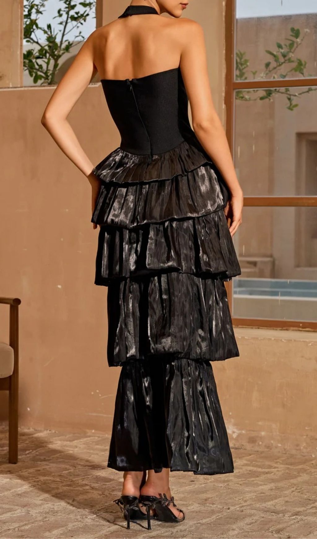 Fashionslee Women Karev Halterneck Tiered Maxi Dress