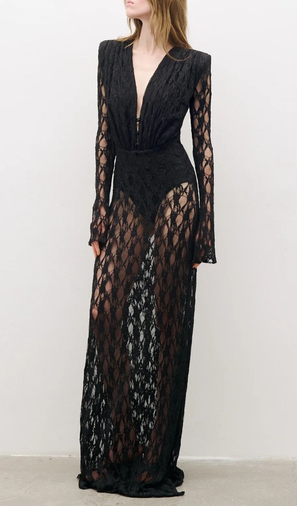 Fashionslee Women Jemma Black Long Sleeve Lace Maxi Dress