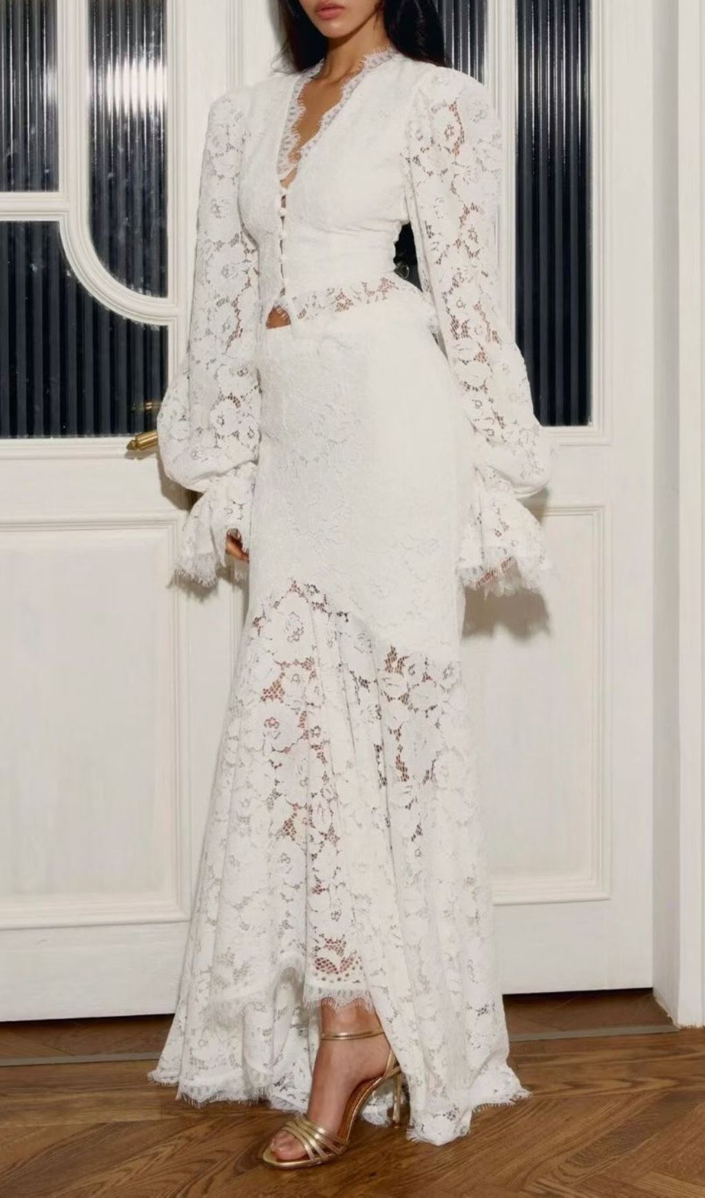 5907f6402e322de9aaf4acf5dda58b38.jpg Fashionslee Women Jennaya White Lace Two-Piece Set