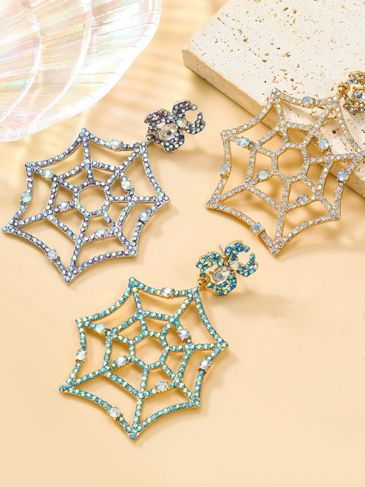 5933ab2cfc4ac735d5d1b3bbdf513b0a.jpeg Fashionslee Women Cobweb Rhinestone Earrings