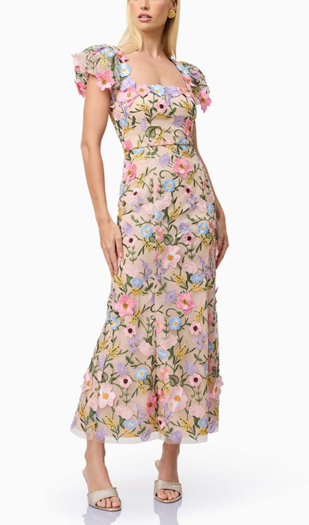 59345ac48b28e0e80c54b4c4e1d3876d.jpg Fashionslee Women Elvio Flower Embroidery Midi Dress