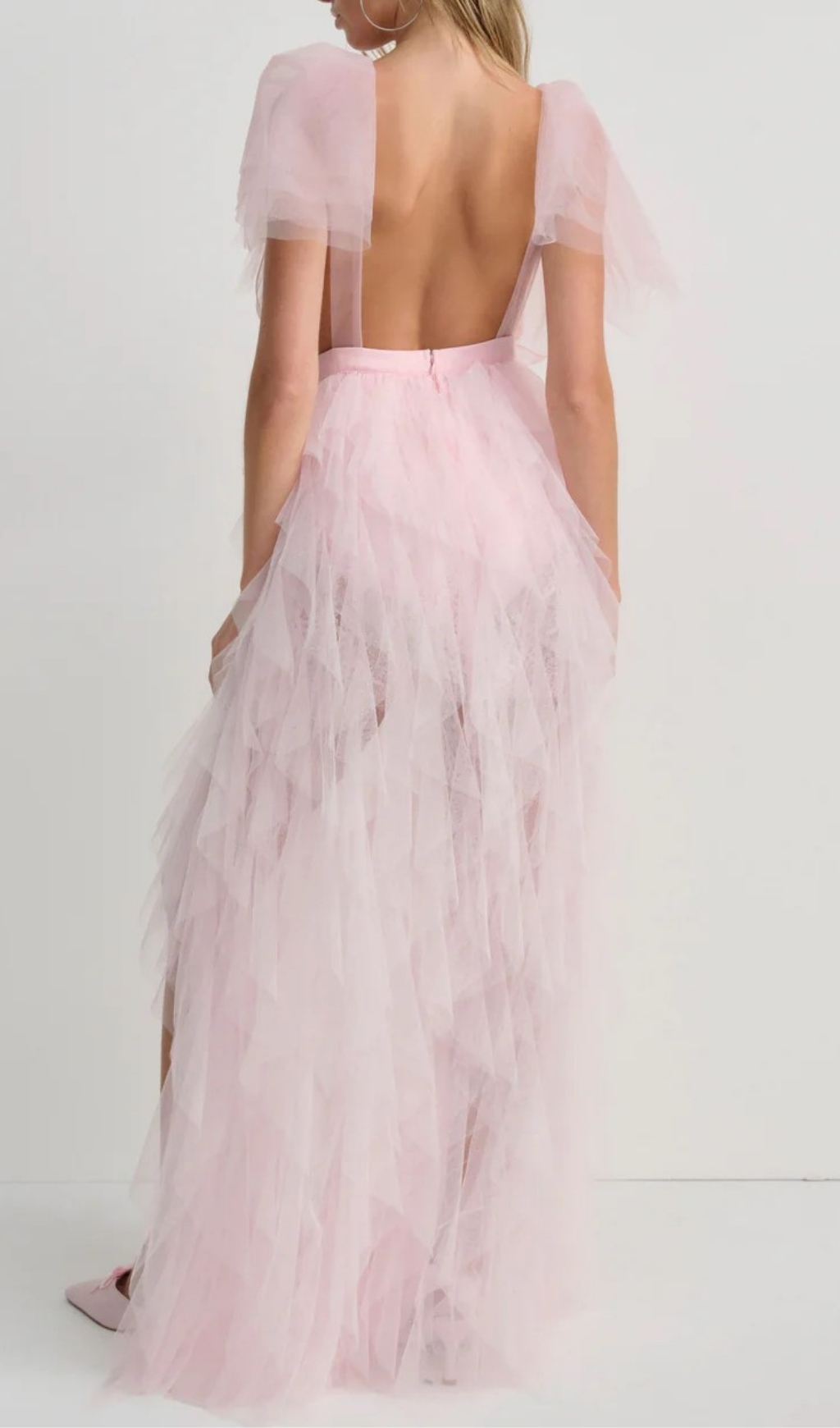 594ff9b094a1a9e08de7c9daddaff98c.jpg Fashionslee Women Elisana Pink Mesh V-Neck Maxi Dress