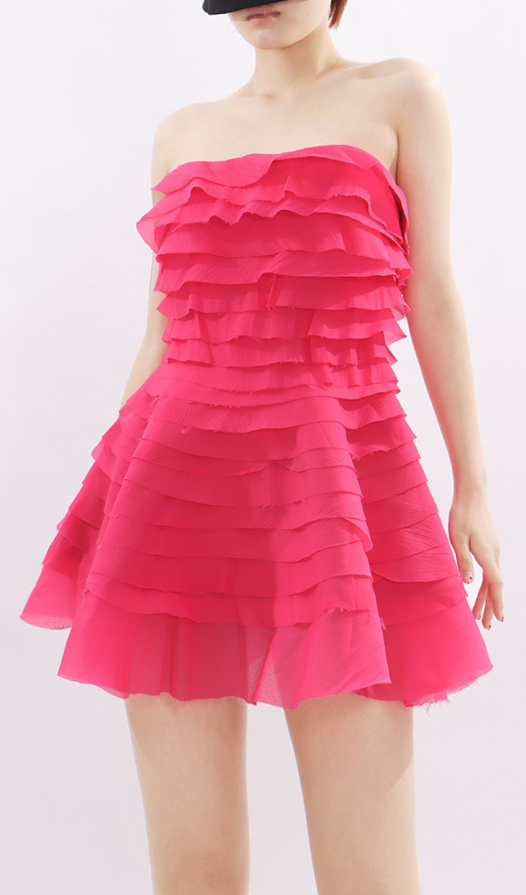 59803ef7cf3b141006c51ab8e5ca402c.jpg Fashionslee Women Kalie Pink Strapless Ruffle Mini Dress