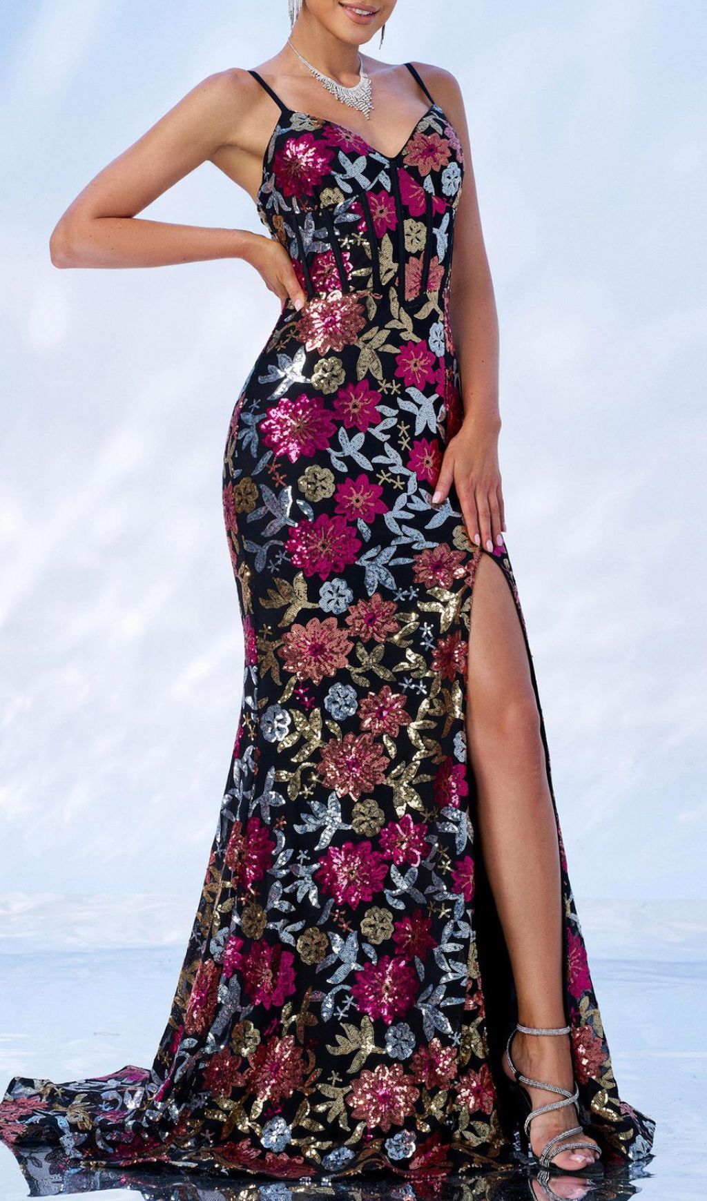 5991604c4566ef1562c8b82c80cee113.jpg Fashionslee Women Fidelia Corset Flower Sequin Maxi Dress