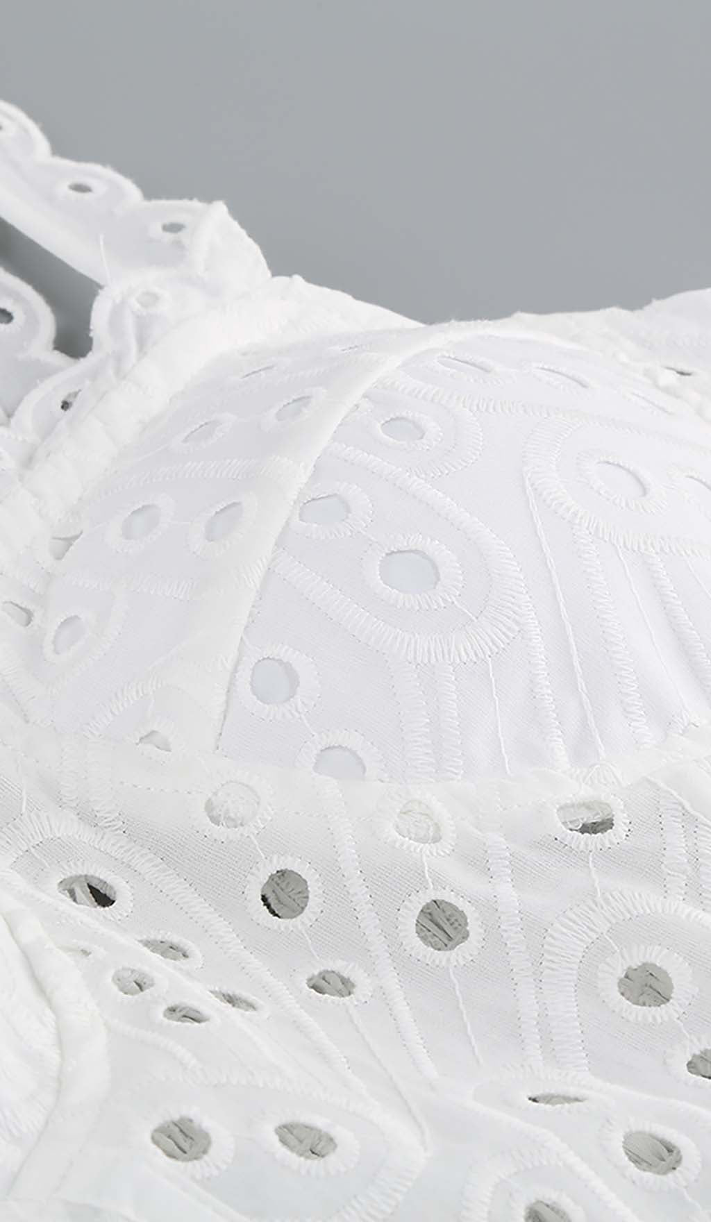 59924ef236063370cb169e8623193bc9.jpeg Fashionslee Women Eyelet Lace Strappy Mini Dress In White