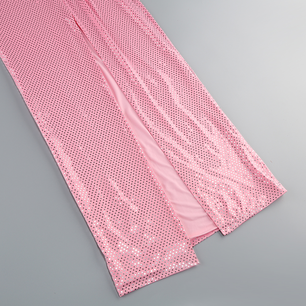 Fashionslee Women Basima Pink Strappy Embellished Maxi Dress
