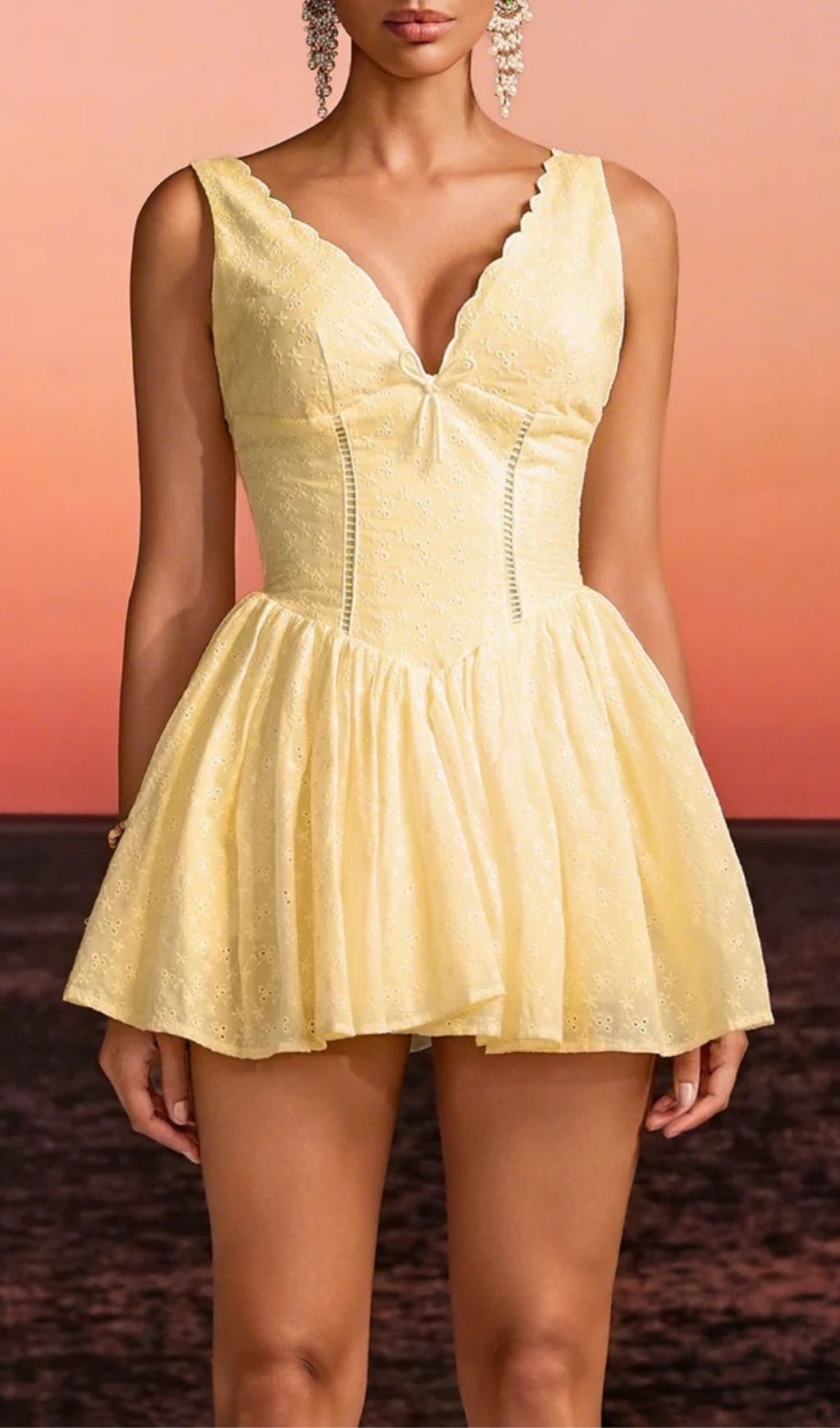 Fashionslee Women Firoth V Neck Floral Mini Dress In Yellow